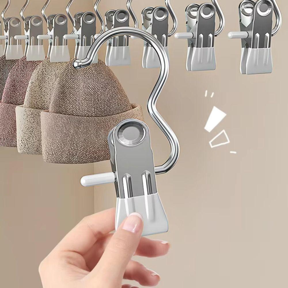 30Pcs Stainless Steel Wardrobe Clothes Clip Hangers with Hook Laundry Clothes Pegs With Hook  Pants