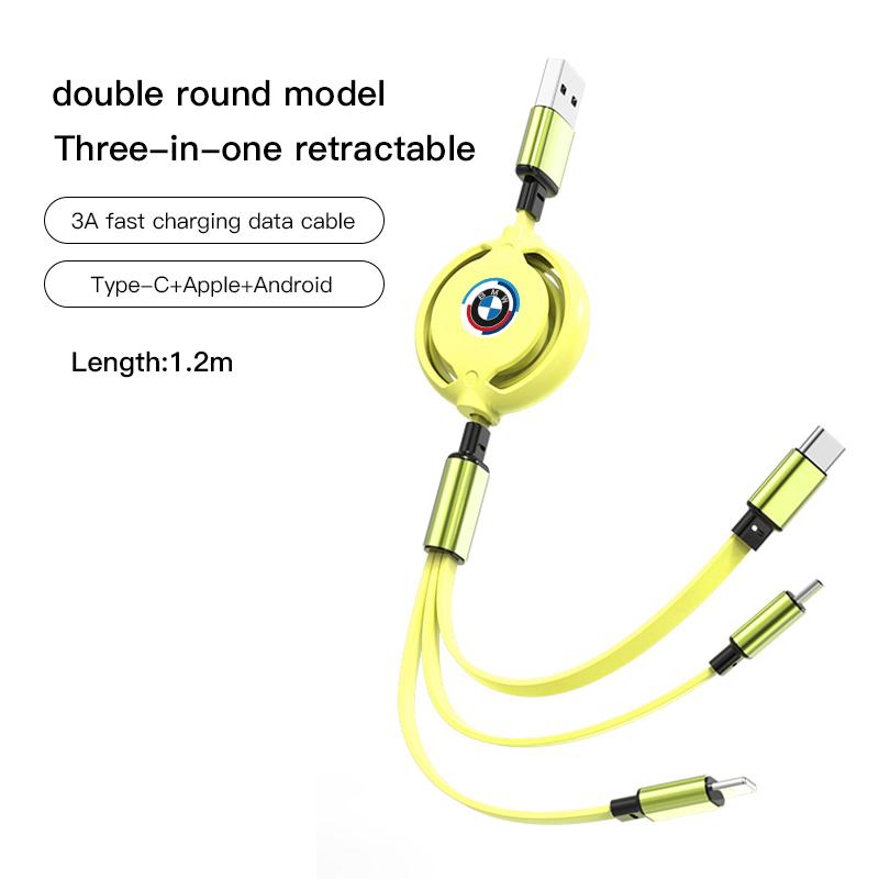 Car Interior Charging Data Cable Scalable 3 In 1 Phone Charger For BMW E46 E90 E60 F30 F10 E39 E36 F20 G20 G30 E92 E87 E91 X5 X3 CL8