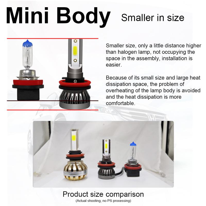 Car Led Headlight Mini Fanless Integrated H4 Headlight H11H7LED Fog Light