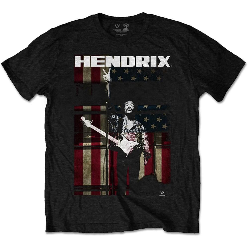 Men's Jimi Hendrix Peace Flag Slim Fit T-shirt  Black