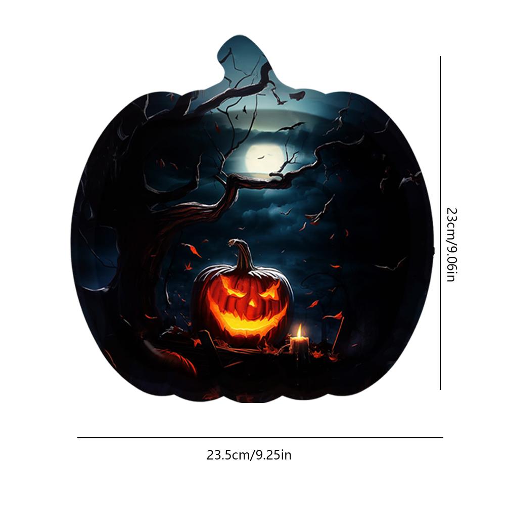 20Pcs Halloween Disposable Plates Special-Shaped Pumpkin Grimace Plates Multi-Purpose Smile Pumpkin Paper Plate Party Supplies