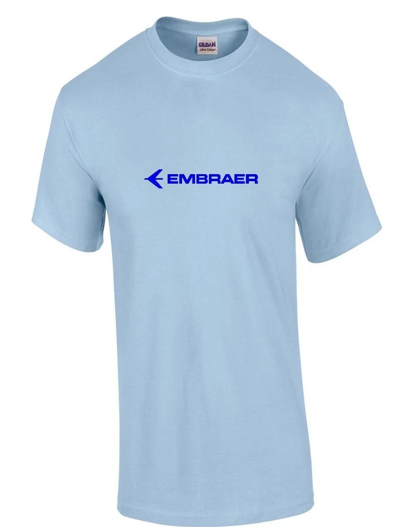 Embraer Blue Logo Brazilian Aerospace Conglomerate Light Blue Cotton T-Shirt S