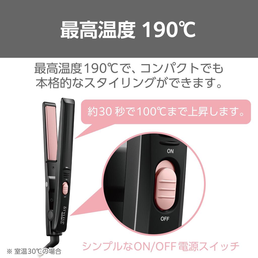 Tescom THS7 K Hair Straightener, 18mm, Compact, Ceramic Coating, Black, Suitable for Overseas Use