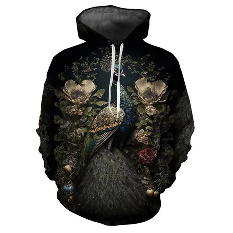 Autumn Animal Peacock 3D Print Hoodies Men Women Fashion Casual Sweatshirts Oversized Hoodie Pullovers Tracksuit Clothing
