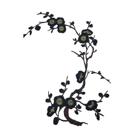 Cherry Blossom Iron Patch Iron-on Blossom Plum Applique Patch Embroidered Floral Patch for Jeans Garment Jackets Backpacks Clothes DIY Crafts