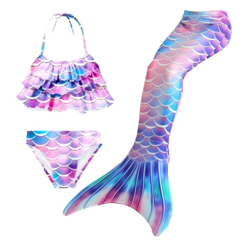 2024 New Kids Girls Swimming Mermaid Tail Mermaid Costume Cosplay Children Swimsuit Fantasy Beach Bikini