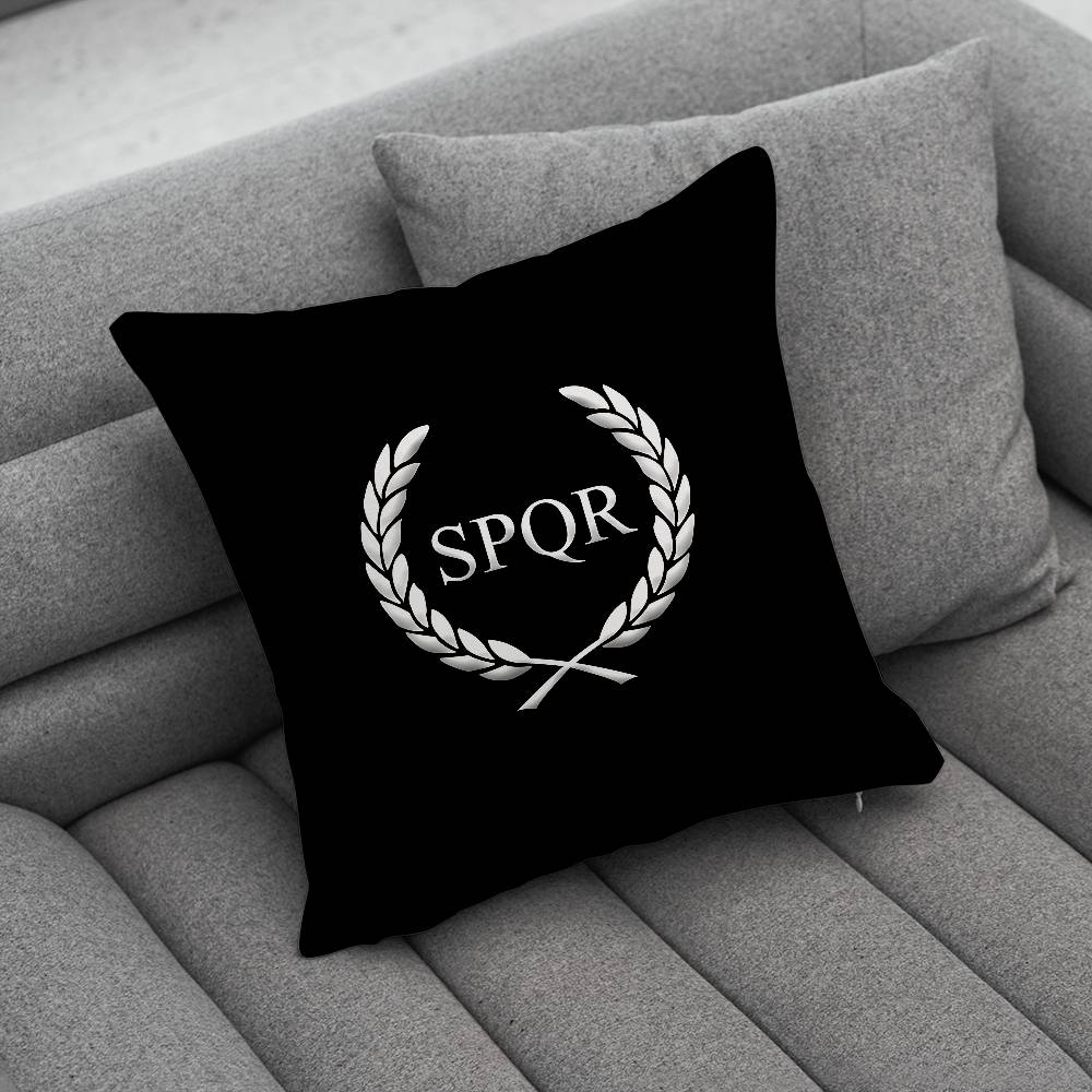 Retro Spqr Roman Empire Pillow Case Antidustmite Pillowcase Invisible Zipper Silky Short Plush Sofa Cushion Cover