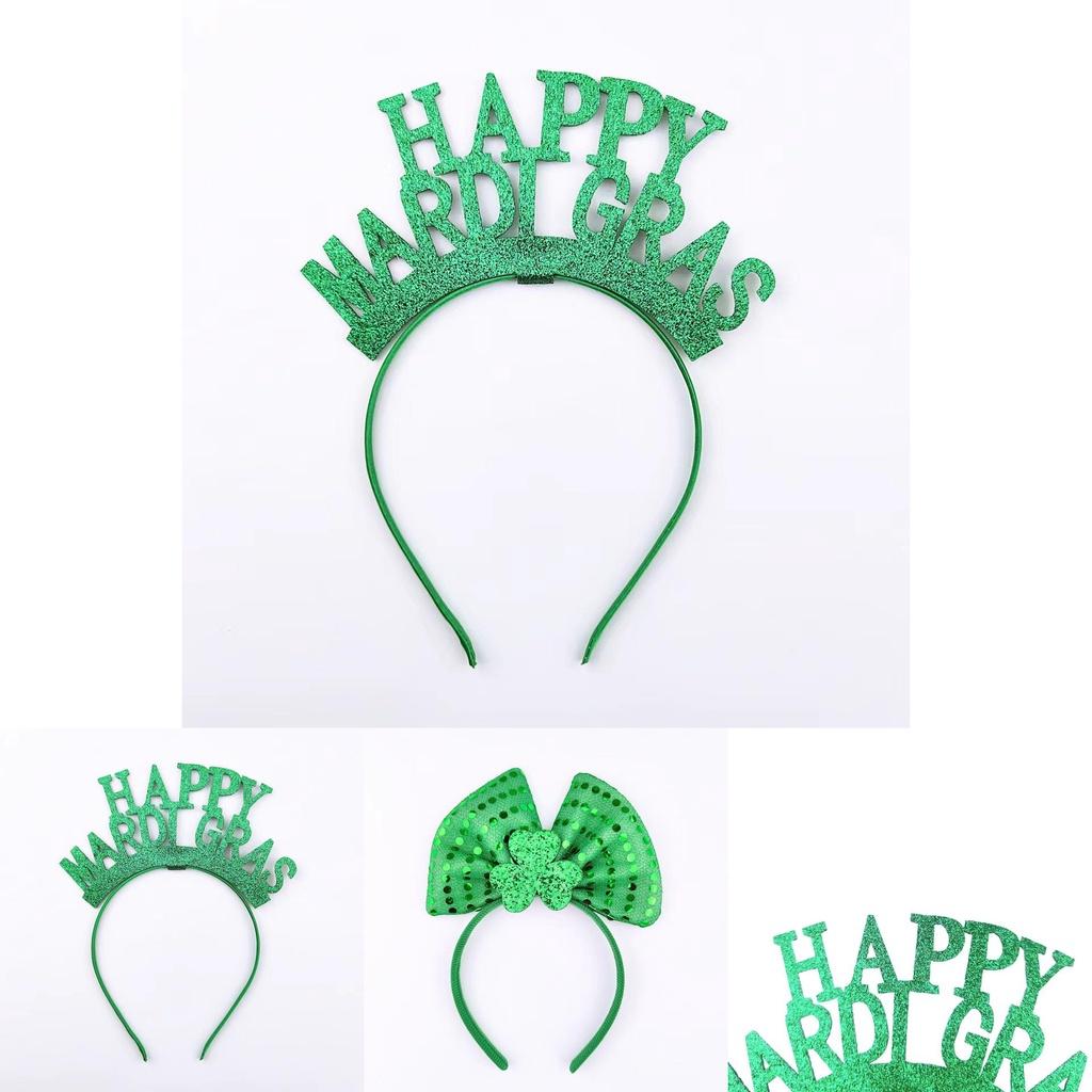 St. Patricks Day Hair Band Bow Tie Shamrock Green Irish Headband Girl Party Gift