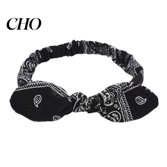 Paisley Pattern Headwrap Elastic Headband Rabbit Ear Knot Design Hair Wrap Comfortable Secure Fit Wave Boosting Compression Band Curl Maintenance