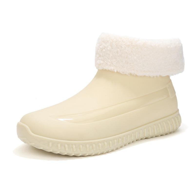 Rain shoes women's short water shoes fashionable low tube thickened rain boots warm wear-resistant non-slip outdoor kitchen shoes