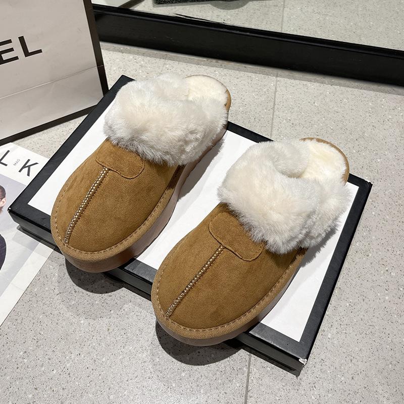 

Mao Mao bag head slippers women s 2025 winter new outer wear thick-soled heightening velvet cotton shoes fur integrated snow boots 35