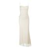 Sexy Celebrity Solid Color Waist Pleated Swing Neck Mesh Splicing Suspender Dress Women's Summer Slim Hip Wrap Dress