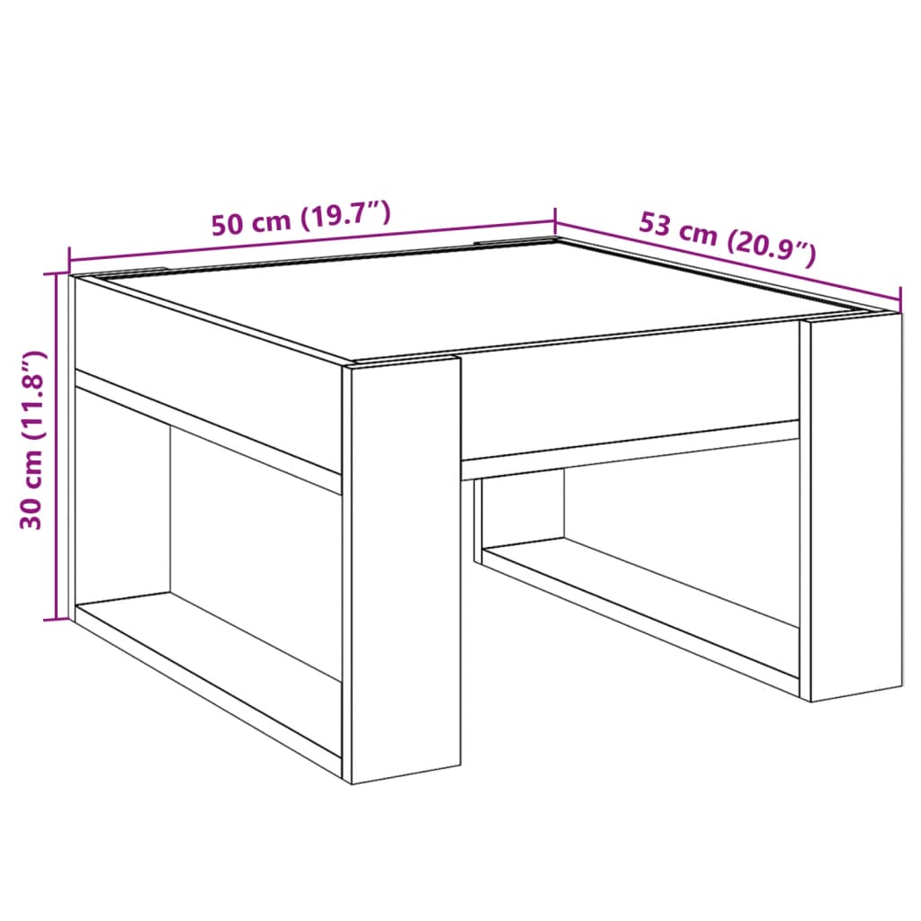 Infinity LED Coffee Table in Brown Oak Effect 50 x 53 x 30 cm