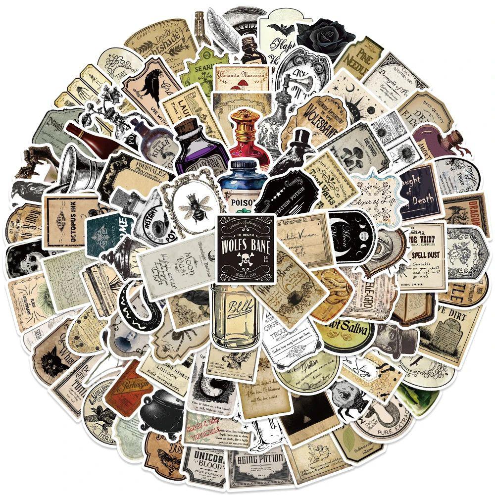 10/30/50/100pcs Gothic Potion Label Cartoon Stickers Retro Waterproof Decals DIY Guitar Notebook Phone Car Cool Cool Sticker Toy