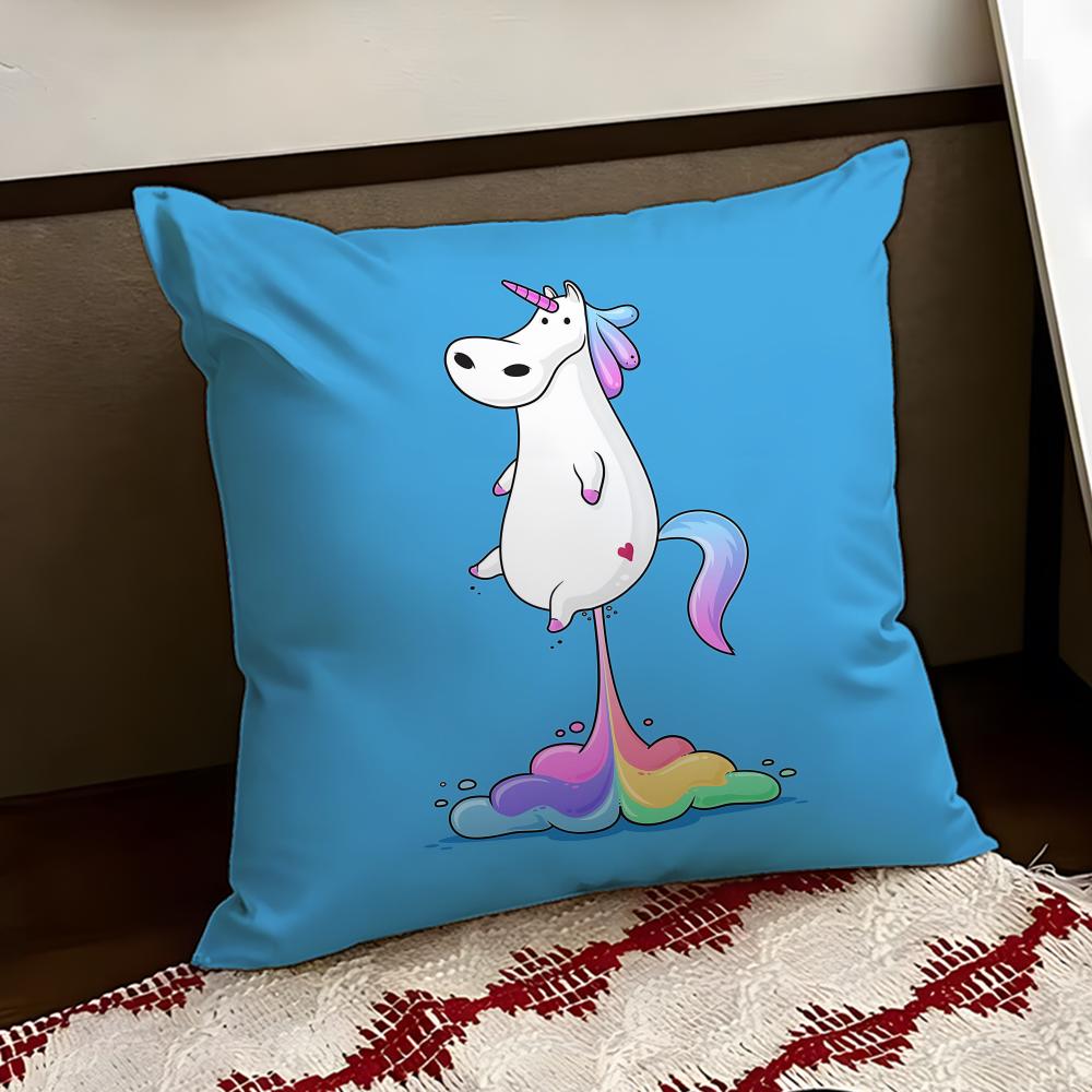 Glittering Magical Unicorn Cushion Cover Reversible Soft Durable Pillow Cover Home Car MultiScene Use for Daily Comfort