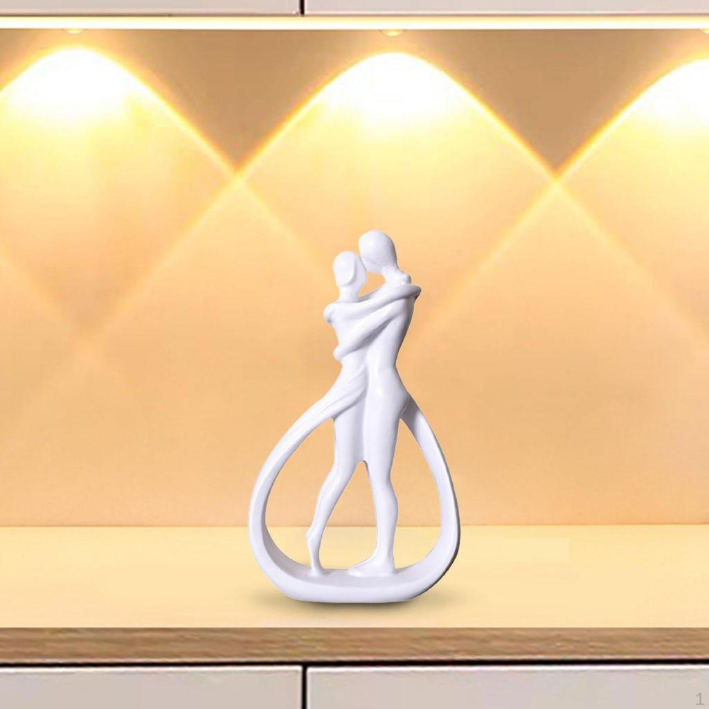 Couple Statue Figure Resin Lovers Sculpture Desk Ornament for Office Shelf Table Bookshelf