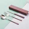 3pcs/Set Eco Friendly Dish Kitchen Accessories Silverware Sets Gold Knife Fork Spoon Portable Cutlery Sets With Case