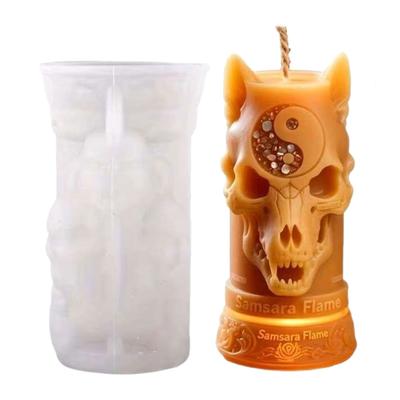 Silicone Skull Candle Mold Cylindrical Scented Candle Mould for Handmade Soap Candy Multipurpose Crafts Project