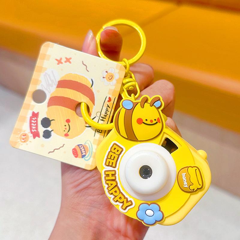 Little Bee Projection Camera Keychain Feitian Little Bee Unzip Keychain Multifunctional Flashlight Pendant
