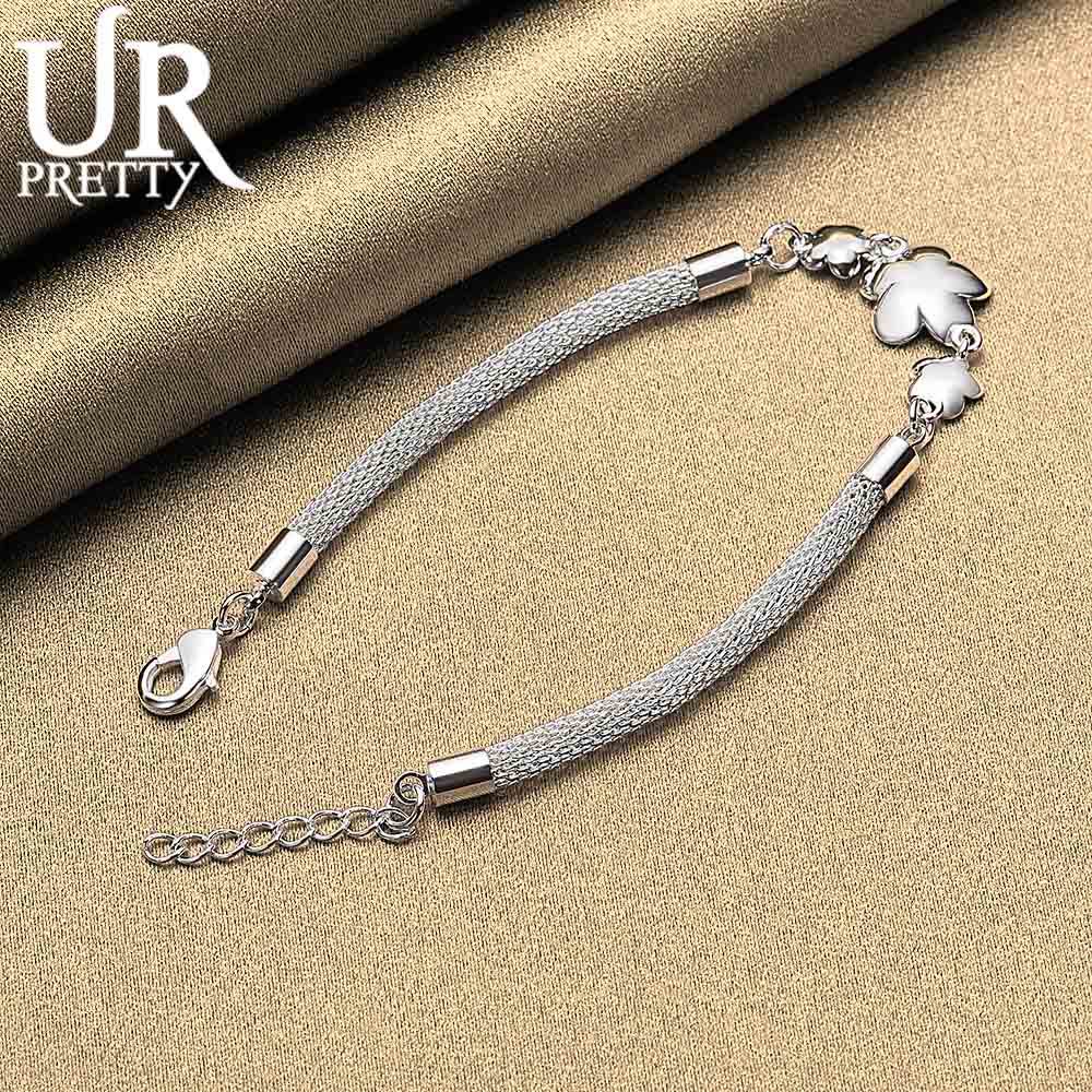 925 Sterling Silver Triple Plum Blossom Rose Bracelet Fashionable Wedding Jewelry