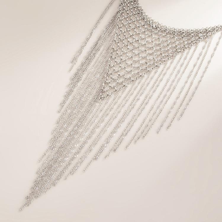 Lightweight Iron Chain Layering Fringe Woven Necklace Vintage Charm Handmade For Occasion Fashion Statement Jewelry