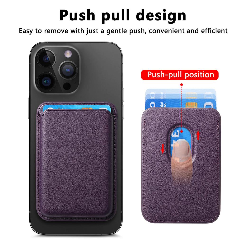 MagSafe Leder Kartenhalter für iPhone 12-17 Serie - Ausziehbarer Kartenhalter, Handy-Rückenbefestigung