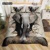 Green Grass Elephant Duvet Cover Set Microfiber Safari Animals Bedding Twin Double Bedroom Decor
