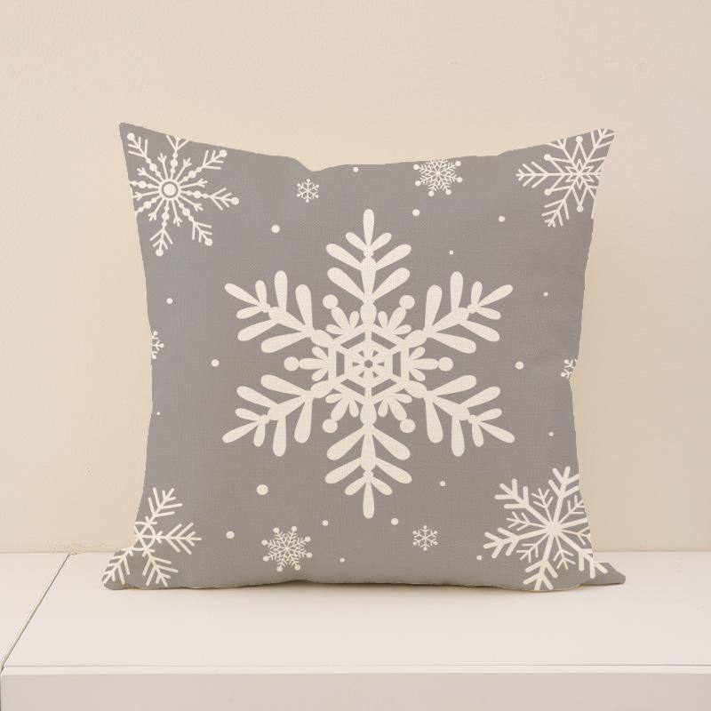 Red Christmas Print Pillow Cover Nordic Style Linen Print Holiday Decoration Living Room Sofa Cushion Cover Pillow
