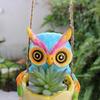 Swing Owl Hanging Planter Resin Owl with Egg Flower Pot Garden Decoration Hanging Pot for Indoor Outdoor Plants Succulents