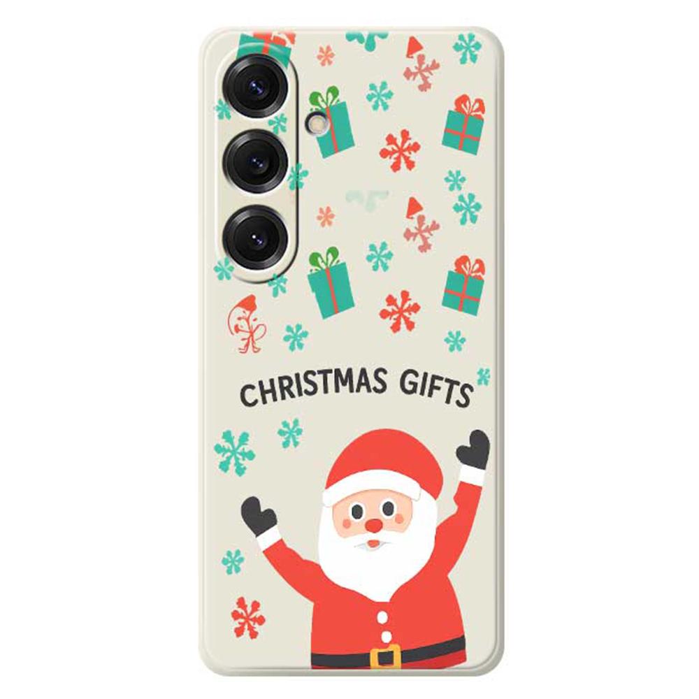 For Samsung Galaxy S25 Case Christmas Gifts Pattern Printing Straight Edge TPU Phone Back Cover