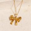 New Arrival 18K Gold Plated Charm Necklace Stainless Steel Bow Pendant Necklace for Women Trendy Charm Jewelry Waterproof