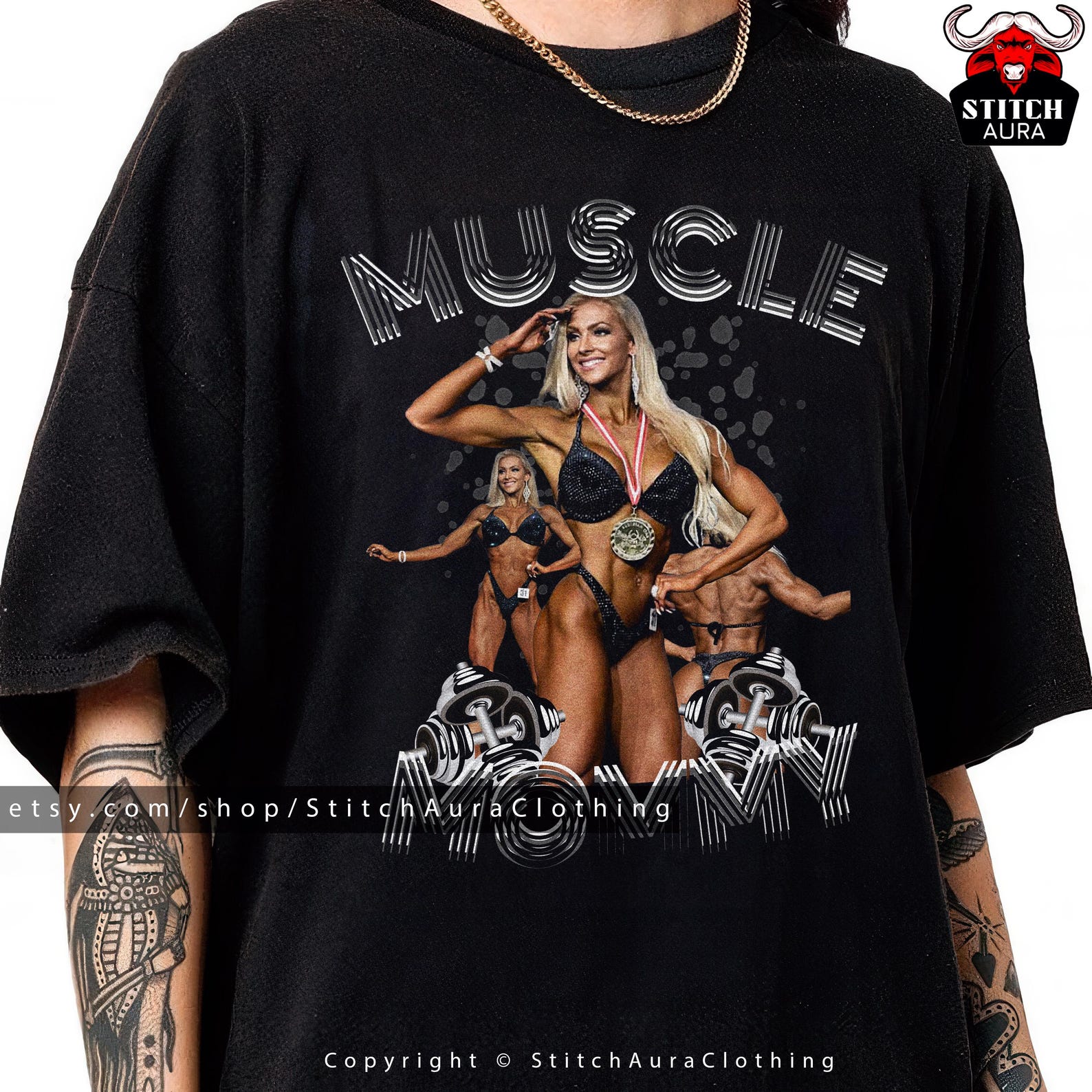 Muscle Mommy Gym T-Shirt,Gym Mommy Tee,Oversized Fitness TShirt for Women,Retro Muscle Mommy Gym Shirt,Bodybuilder and Weightlifting Gift M