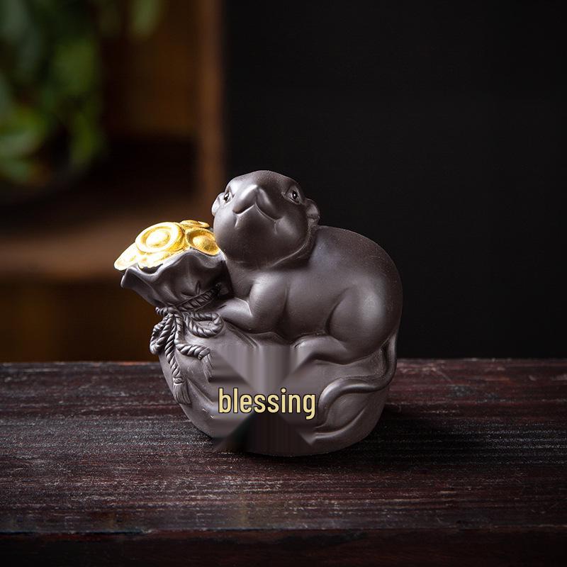 Purple Clay Zodiac Animal Horse Tea Pet Ornament – Cute, Creative Tea Table Dragon Mascot Decoration