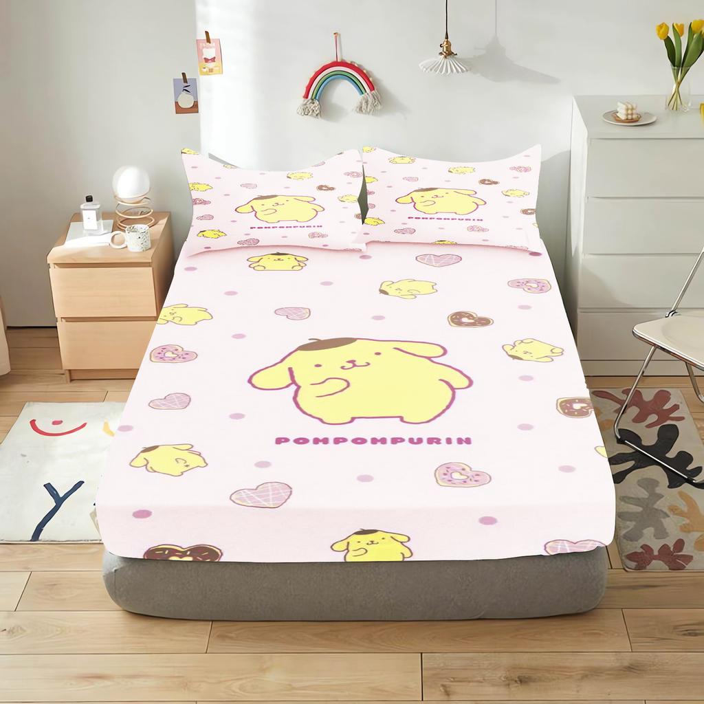 Pudding Dog Fitted Sheet Children, Sanrio Cartoon Coverage, Baby Teenager Sheets Cover, Elastic Bedding, Cute Digital Printing