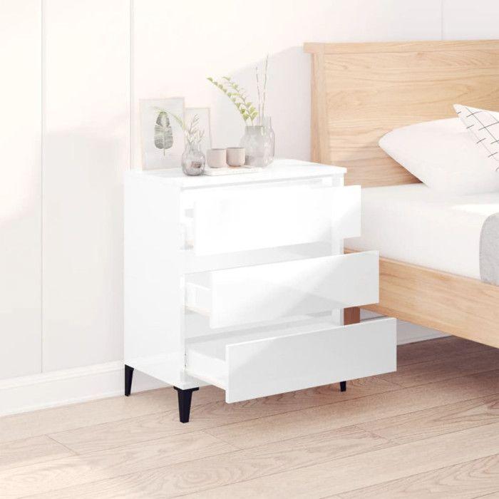 823050 vidaXL Buffet Blanc brillant 60x35x70 cm Bois d'ingénierie
