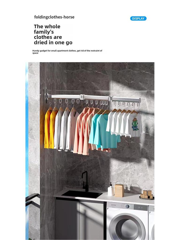 Wall-Mounted Foldable Clothes Drying Rack for Balcony and Bathroom