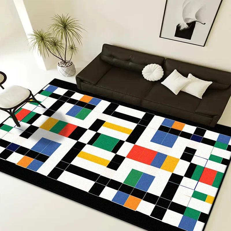 Chic Luxury Decoration Living Room Carpet -  Colored Striped Non-slip Washable Rug for Bedroom Bedside Fluffy Floor Mat Home