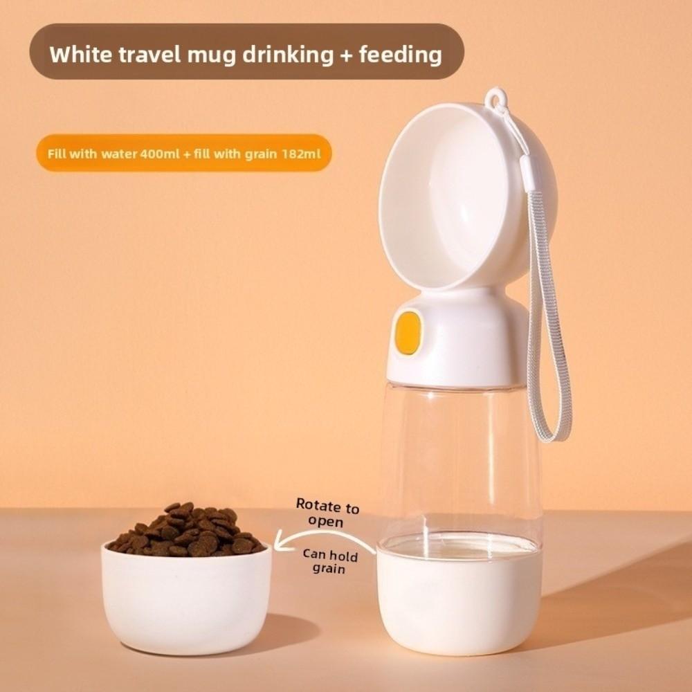 Bouteille d'eau pour animaux de compagnie 2 en 1 Transparente Facile à nettoyer Bouteille d'eau pour chien en plastique avec sangle Bouteille d'eau pour chien d'extérieur