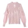 2024 Spring Sequined Slim Long-Sleeve Korean Style Top - Elegant and Versatile