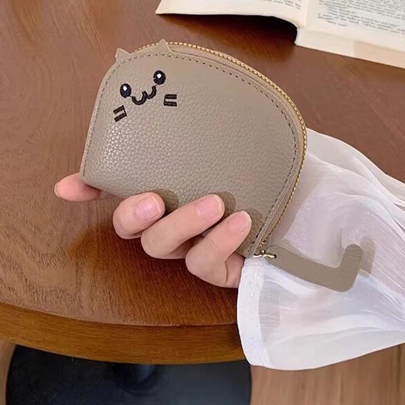 Cartoon Cat Card Holder Wallet For Women Girls Pu Leather Bank Credit Card Coin Purse Portable Mini Zipper Coin Purse Gifts