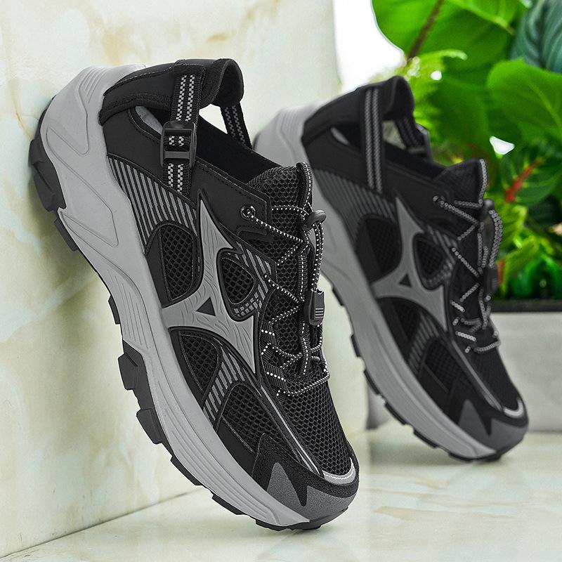 

Модная мужская черная дышащая обувь для хайкинга, прочные трейловые повседневные кроссовки, удобная универсальная спортивная обувь для гор и повседневного использования 44 чёрный