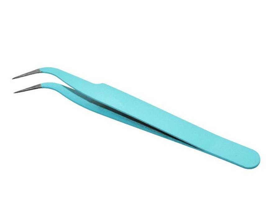 Colorful Stainless Steel Curved Tweezers for False Eyelashes and Planner Clips