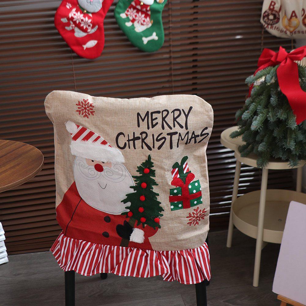 Cartoon Christmas Chair Cover Santa Claus Wear for Chairs Creative Dinner Chair Seat Cover  Home