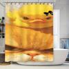 Niedliche Ente und Katze Wasserdichter Duschvorhang Hitzebeständig Maschinenwaschbar Nicht Transparent 180x180cm