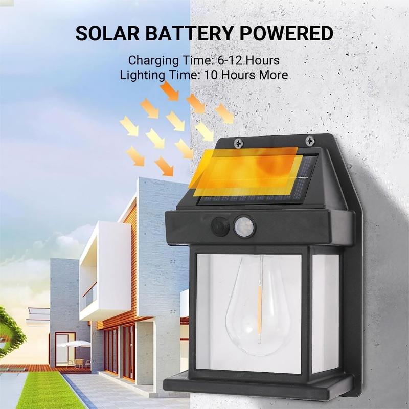 Solar Wall Lamp Waterproof Motion Sensor 3 Modes Outdoor LED Light for Patio Courtyard Porch Barn Garage Garden