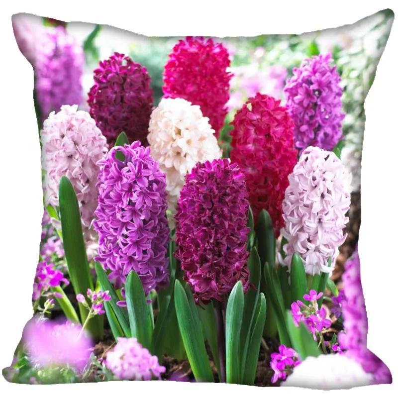 Hyacinth Flowers Pillow Case For Home Decorative Satin Pillows Cover Invisible Zippered Throw PillowCases 45X45cm 11-4