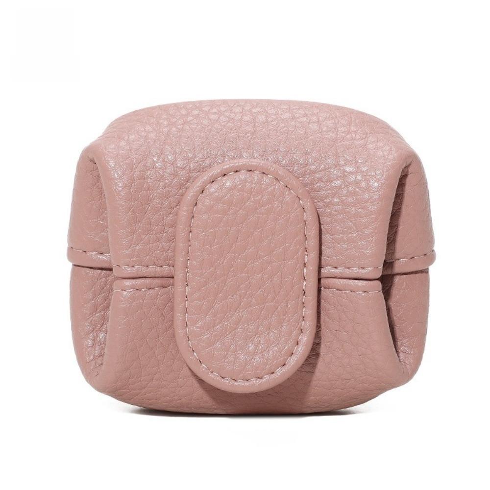 Soft Lychee Pattern Coin Purse Multifunctional Short Small Wallet Earphone Storage Bag  Unisex розовый