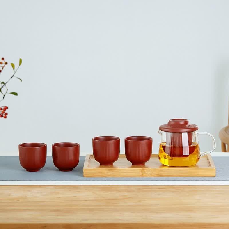 Zunhu Portable Glass Teapot & Zisha Cup Teaware Set