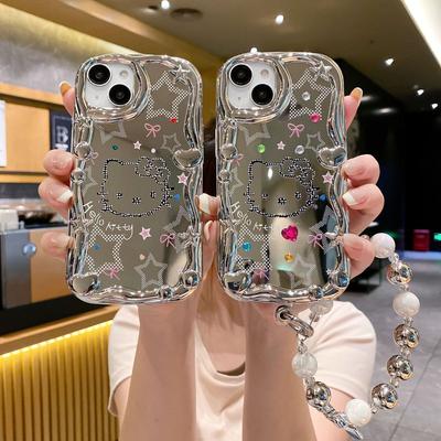 Suitable for IPhone15PROMAX Mirror KT Cat Flash Drill Mobile Phone Case 14 Full Cover 12 13 Anti Fall Protection Case