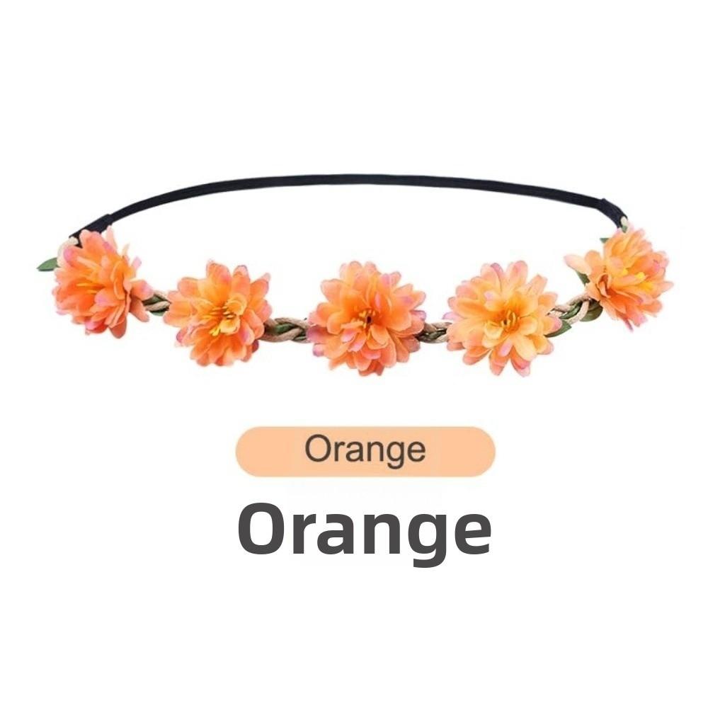 Hand Woven Floral Wreath Crown Pink Rose Bohemia Garland Headpiece  for Photography Props